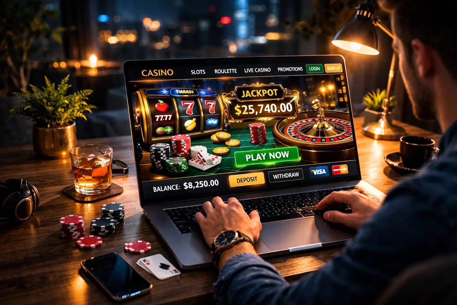 Joueur utilisant Unique Casino sur ordinateur et mobile